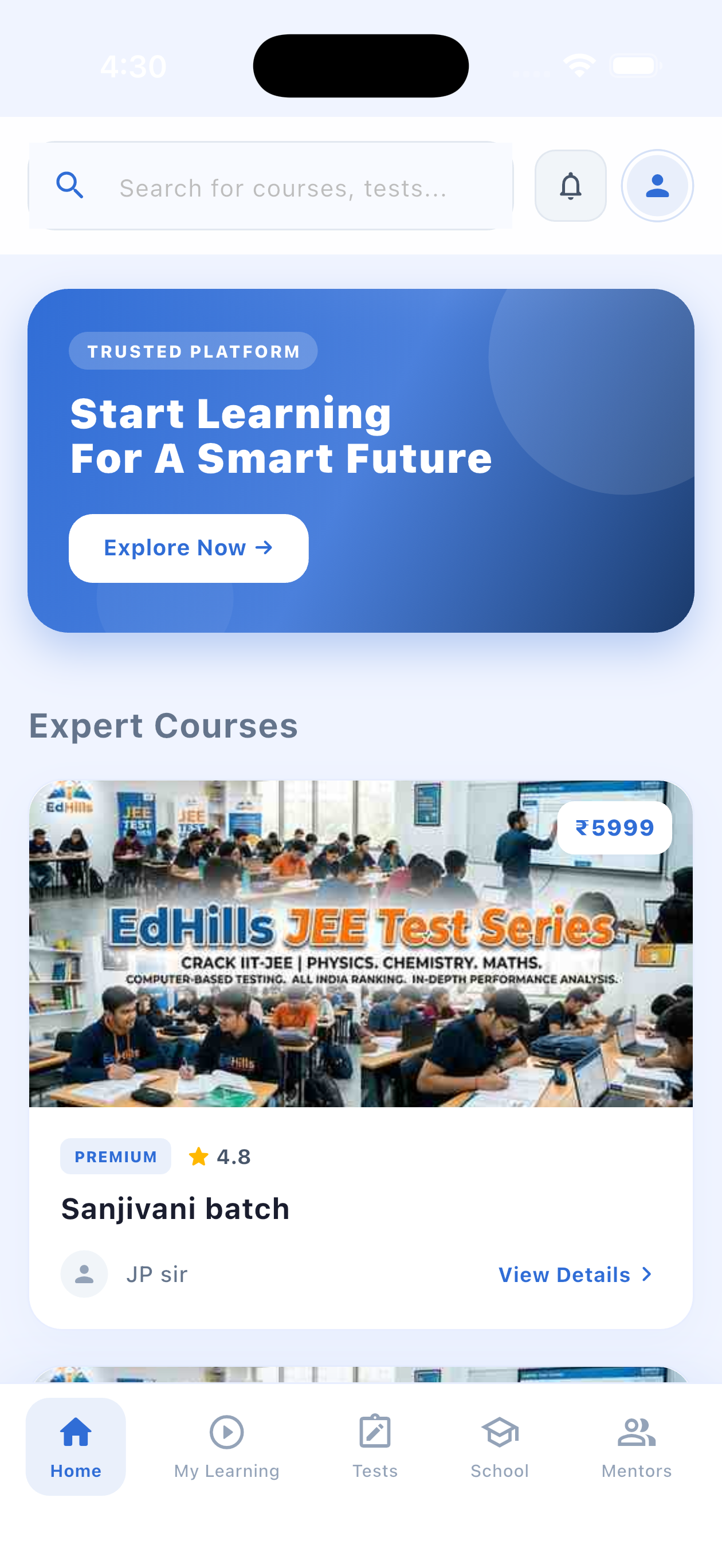 Students learning on EdHills App
